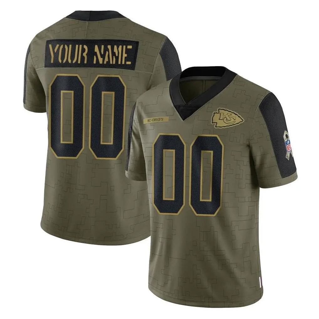 harde Custom KC.Chiefs Olive Salute To Service Limited Game Any Name & Numbers Stitched Jerseys