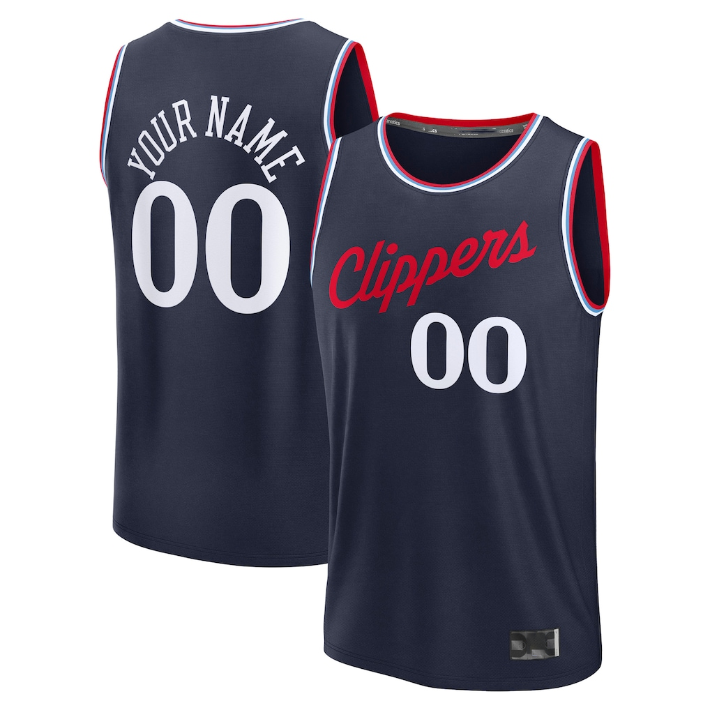 harde Custom LA.Clippers Navy Fast Break Stitched Jerseys- Icon Edition