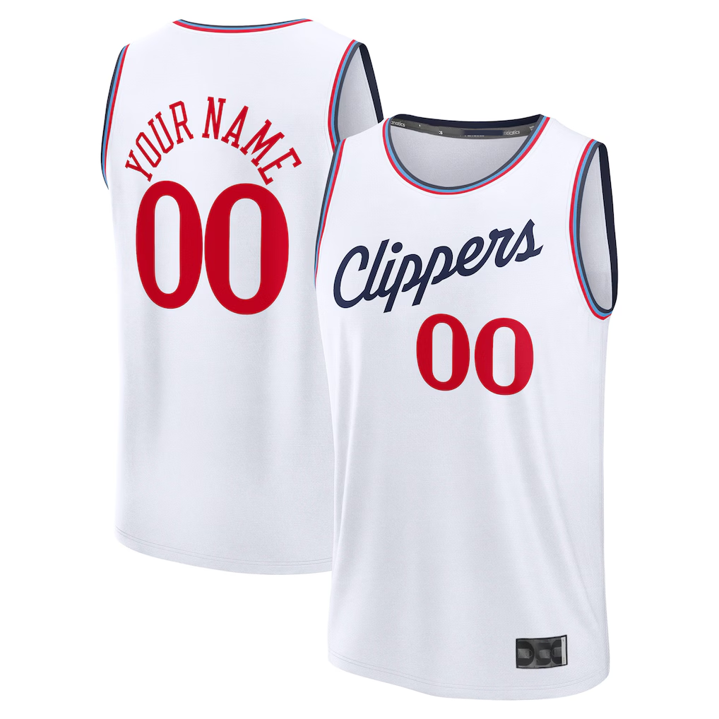 harde Custom LA.Clippers White Fast Break Stitched Jerseys - Association Edition