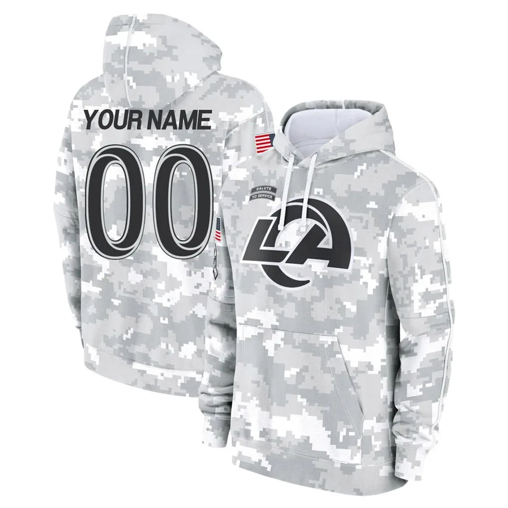 harde Custom LA.Rams Arctic Camo Salute to Service Hoodies Limited Game Any Name & Numbers Stitched Jerseys