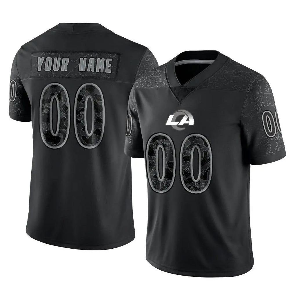 harde Custom LA.Rams Black Limited Reflective Home Game Any Name & Numbers Stitched Jerseys