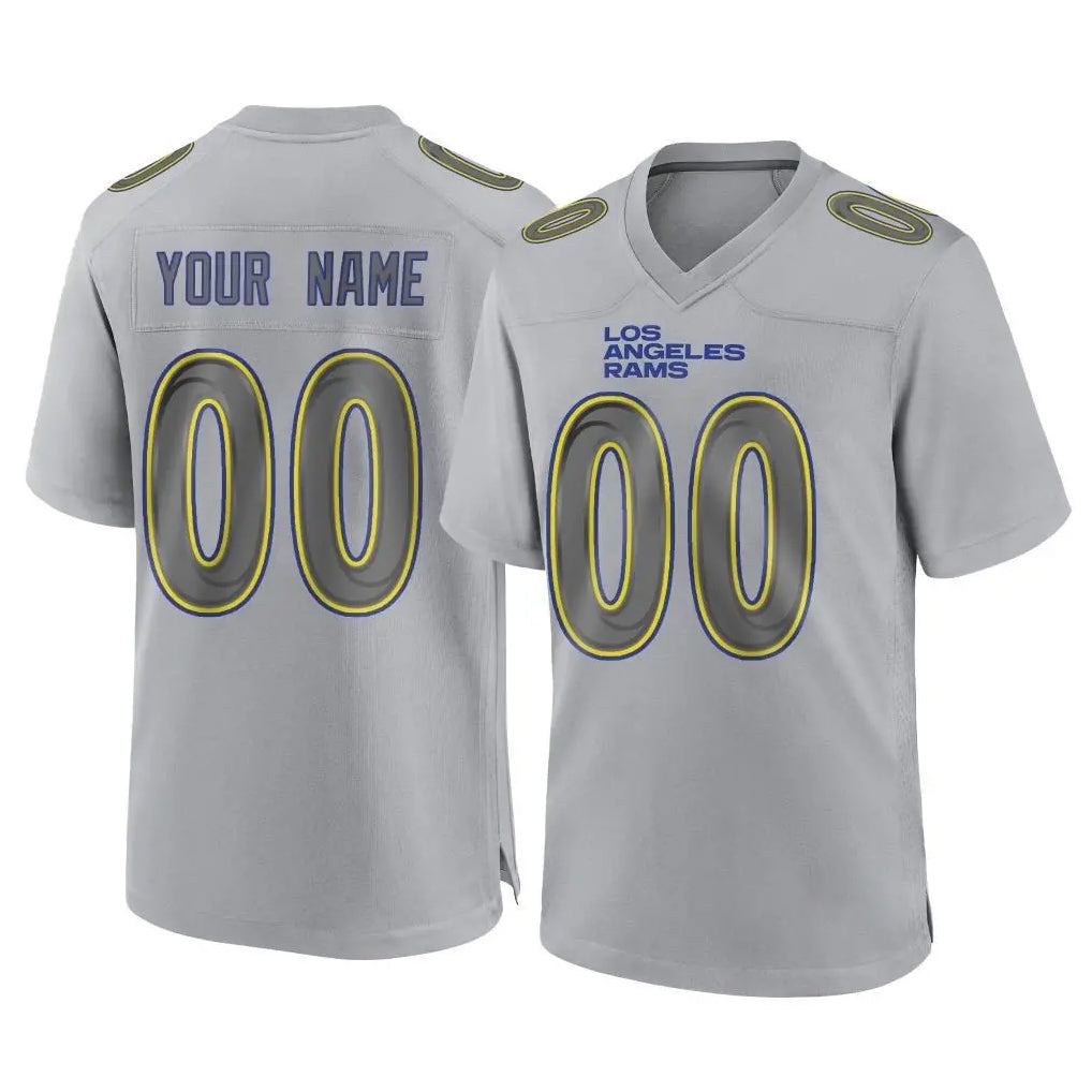 harde Custom LA.Rams Gray Atmosphere Fashion Home Game Any Name & Numbers Stitched Jerseys
