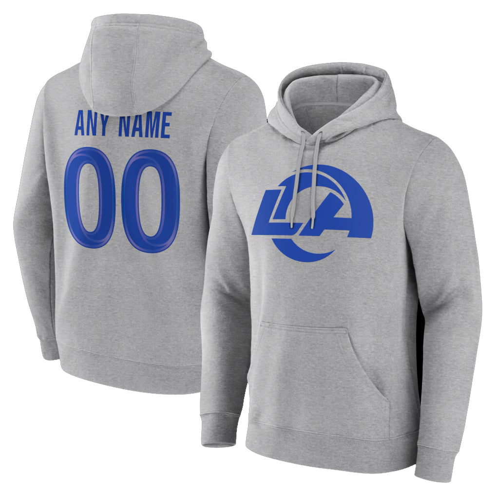 harde Custom LA.Rams Light Gray Pullover Hoodie Limited Game Any Name & Numbers Stitched Jerseys