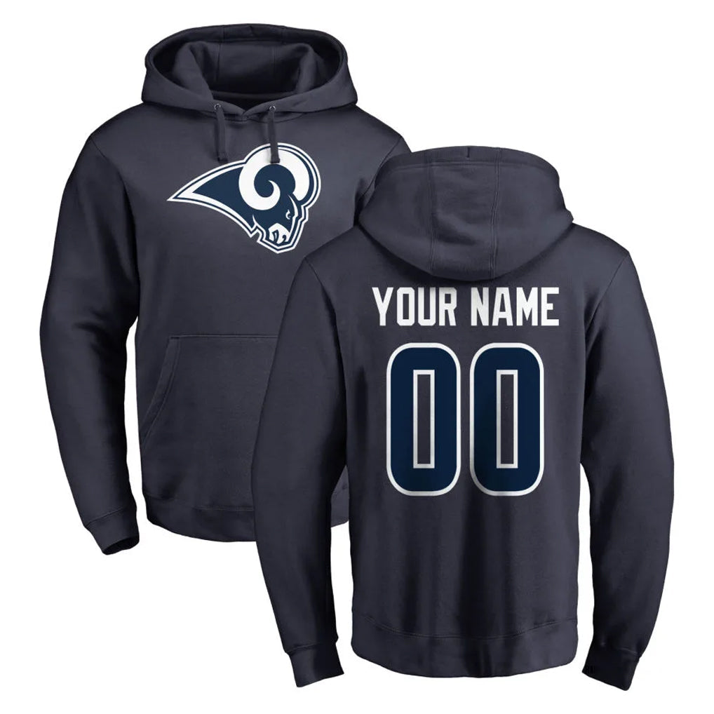 harde Custom LA.Rams Navy Pullover Hoodie Limited Game Any Name & Numbers Stitched Jerseys