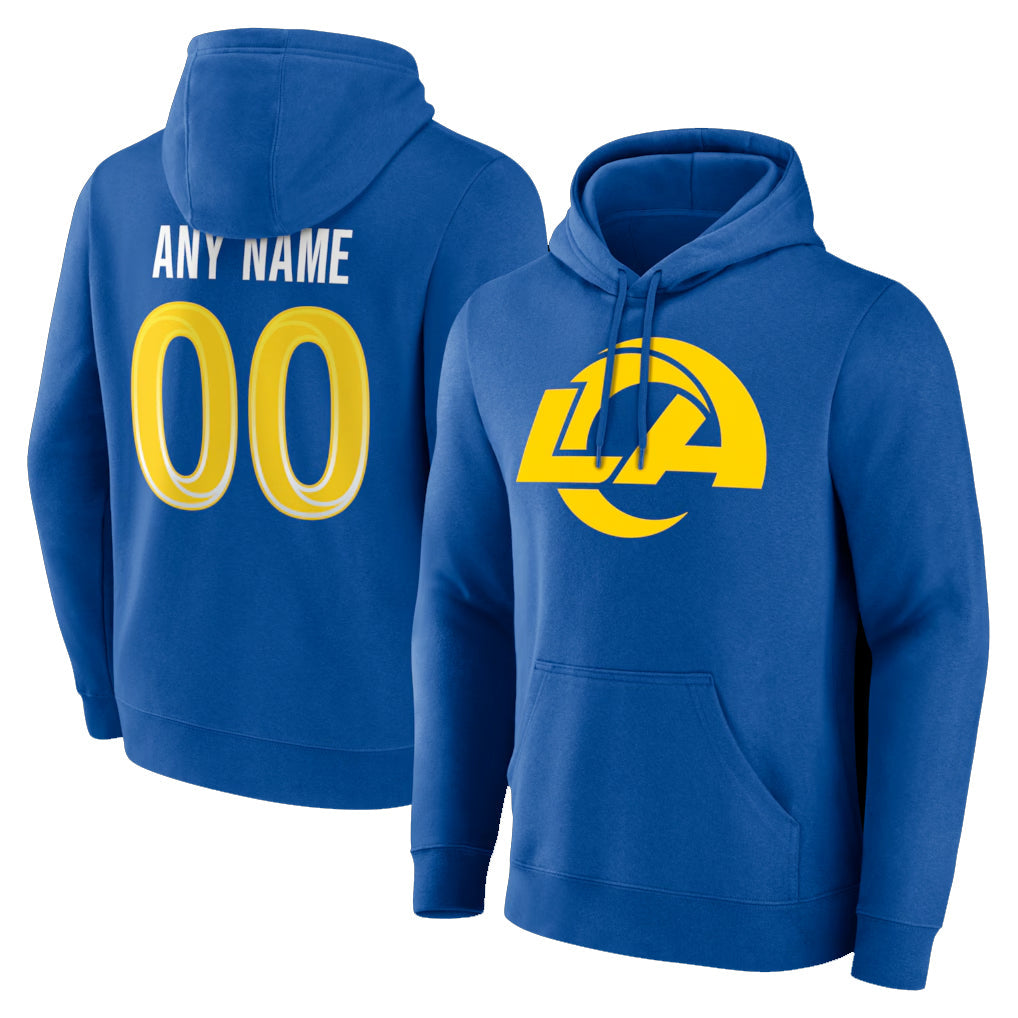 harde Custom LA.Rams Royal Pullover Hoodie Limited Game Any Name & Numbers Stitched Jerseys
