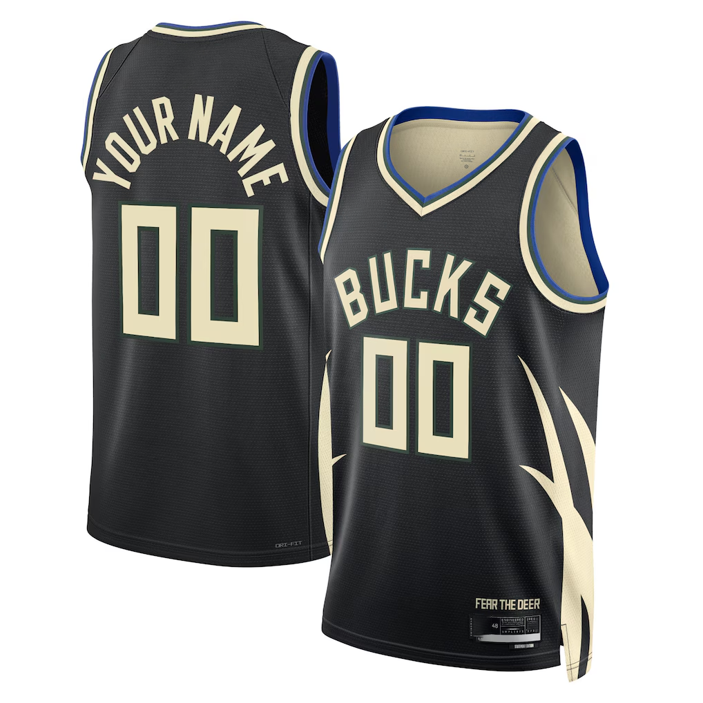 harde Custom M.Bucks Black 2022-23 Swingman Jerseys - Statement Edition