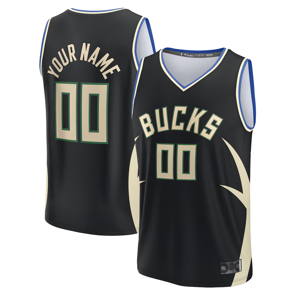 harde Custom M.Bucks Black Fast Break Jerseys - Statement Edition