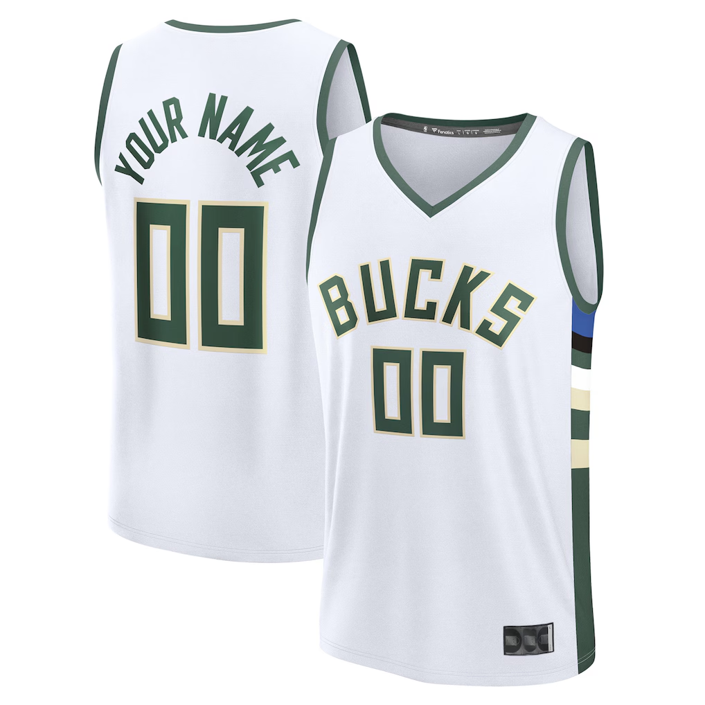 harde Custom M.Bucks White Fast Break Jerseys - Association Edition