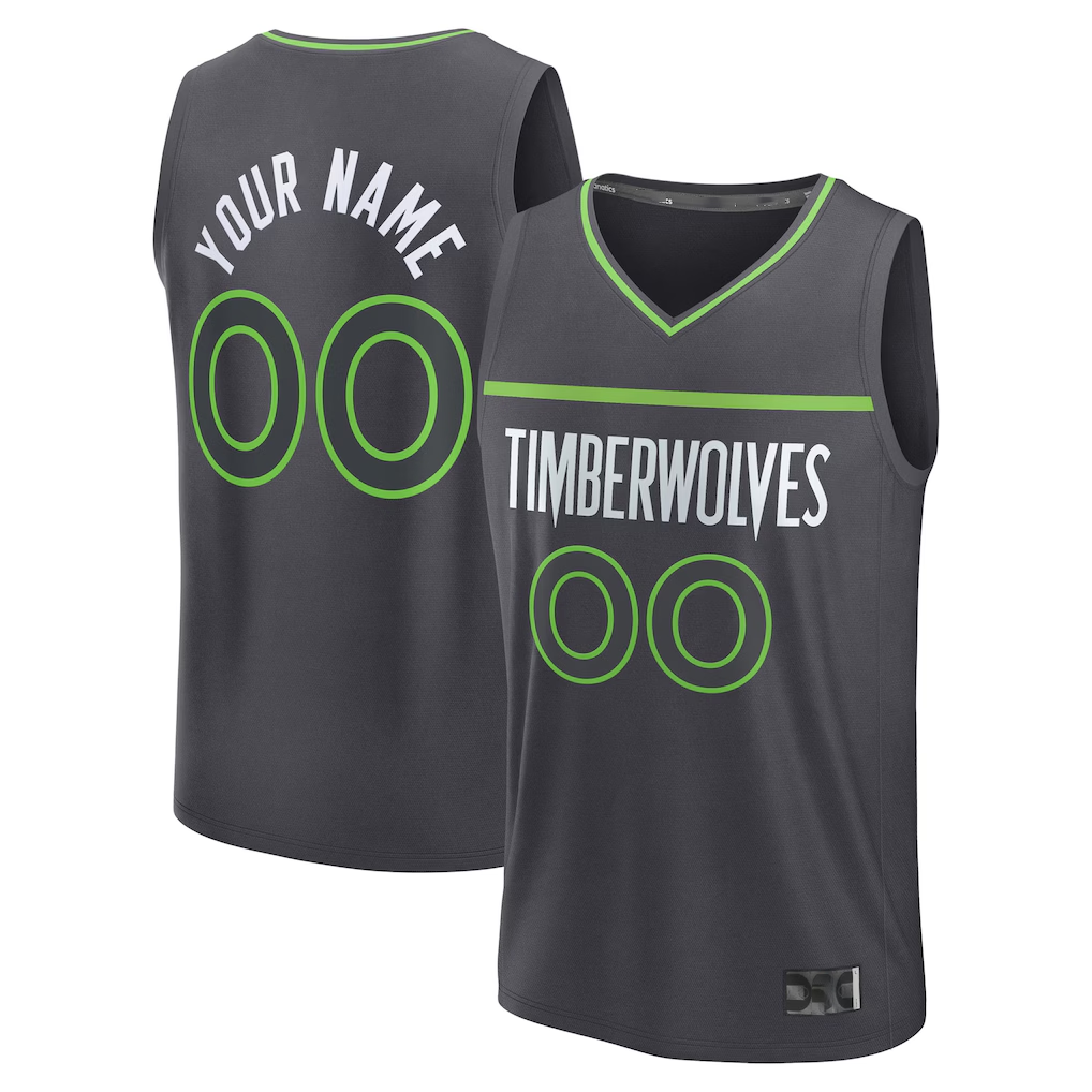 harde Custom M.Timberwolves Anthracite Fast Break Stitched Jerseys- Icon Edition