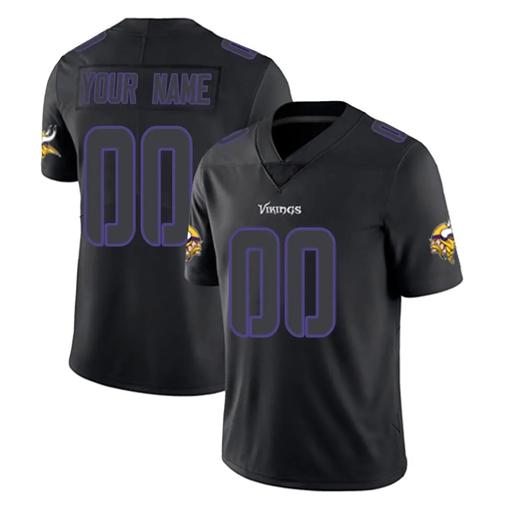 harde Custom MN.Vikings Black Impact Limited Home Game Any Name & Numbers Stitched Jerseys