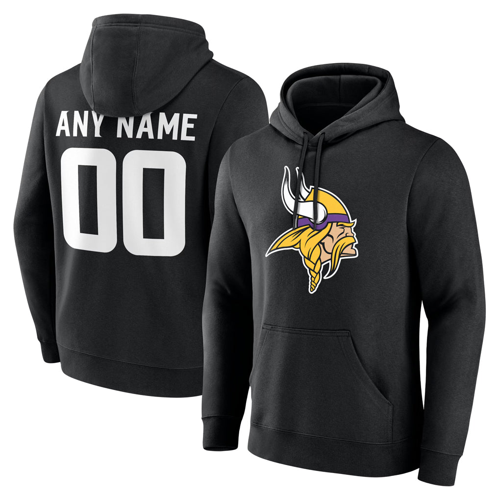 harde Custom MN.Vikings Black LOGO Pullover Hoodies Limited Any Name & Numbers Stitched Jerseys