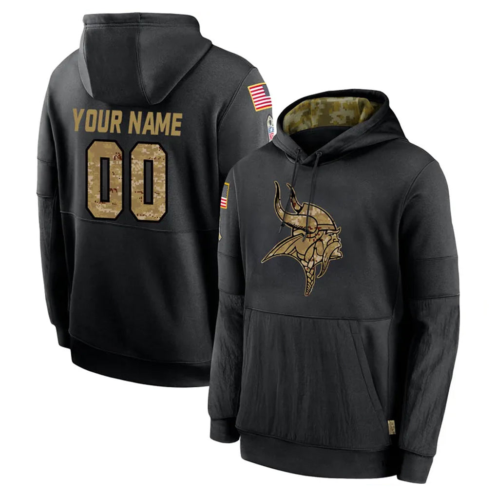 harde Custom MN.Vikings Black Salute to Service Hoodies Limited Game Any Name & Numbers Stitched Jerseys