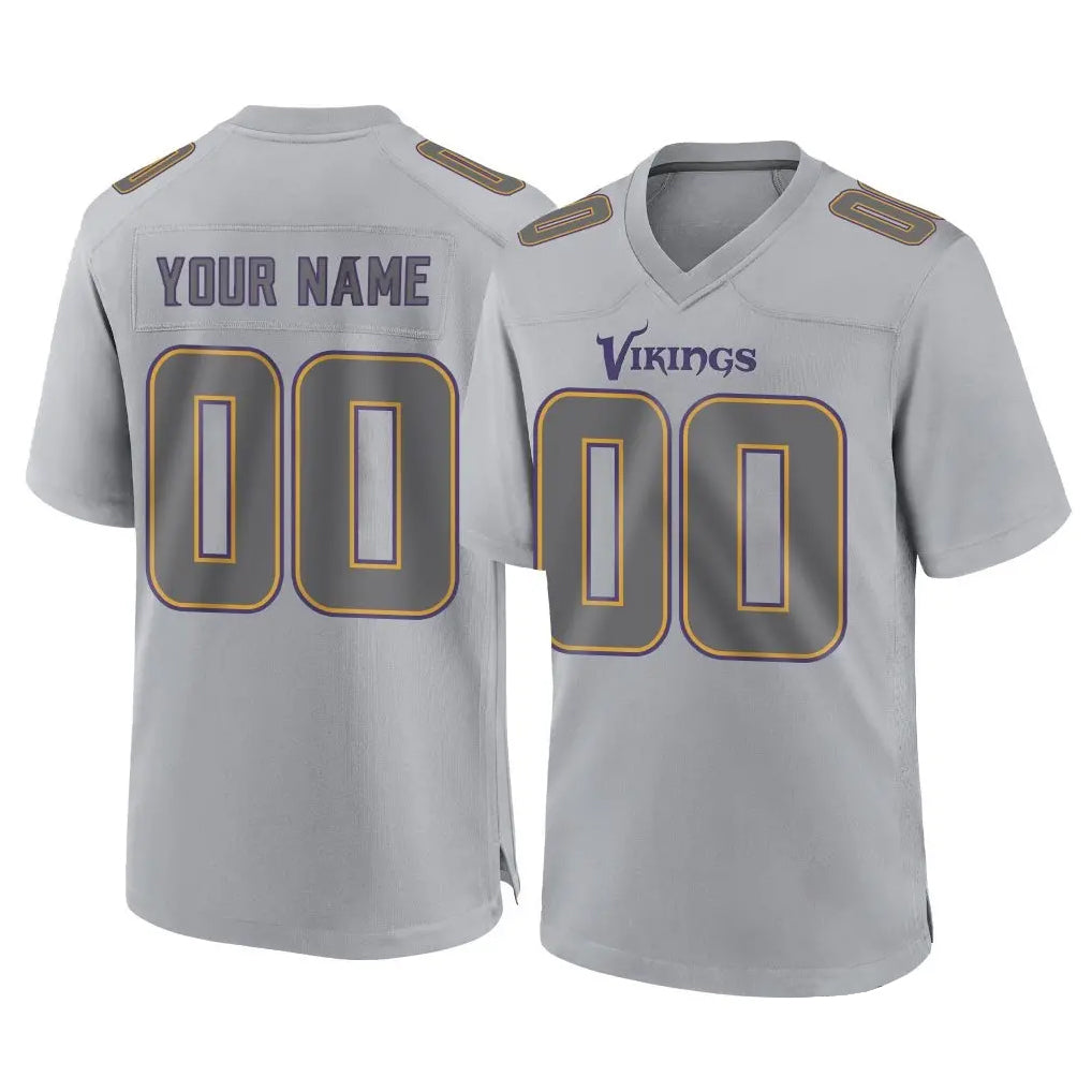 harde Custom MN.Vikings Gray Atmosphere Fashion Home Game Any Name & Numbers Stitched Jerseys