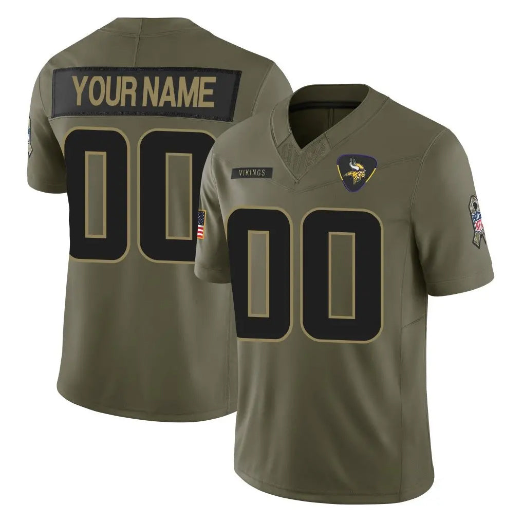 harde Custom MN.Vikings Olive 2025 Salute To Service Limited Game Any Name & Numbers Stitched Jerseys