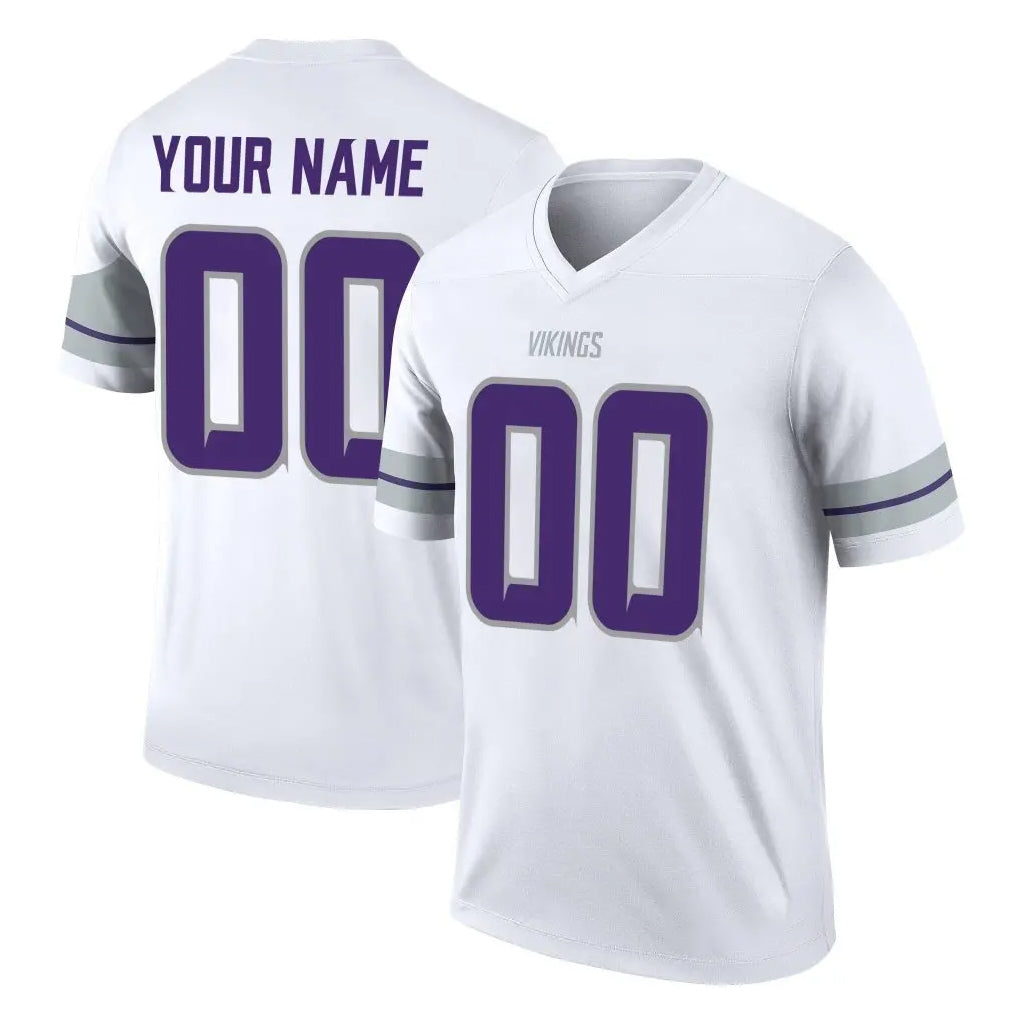 harde Custom MN.Vikings White Alternate Legend Home Game Any Name & Numbers Stitched Jerseys
