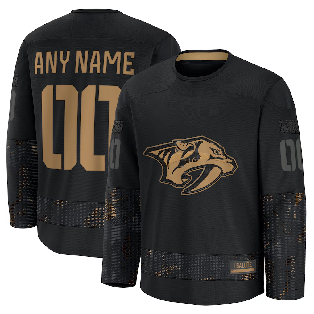 harde Custom N.Predators Black 2024 Military Appreciation Practice Jerseys