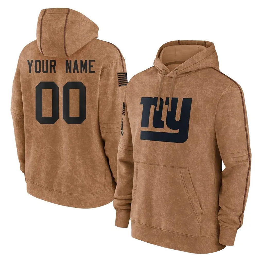 harde Custom NY.Giants Brown Salute to Service Pullover Hoodies Limited Game Any Name & Numbers Stitched Jerseys