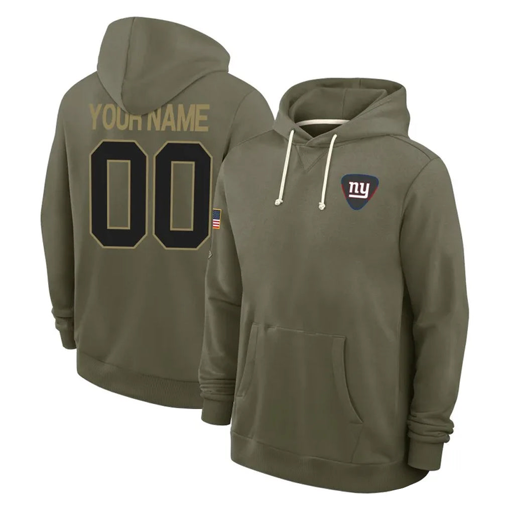 harde Custom NY.Giants Olive Salute to Service Pullover Hoodies Limited Any Name & Numbers Stitched Jerseys