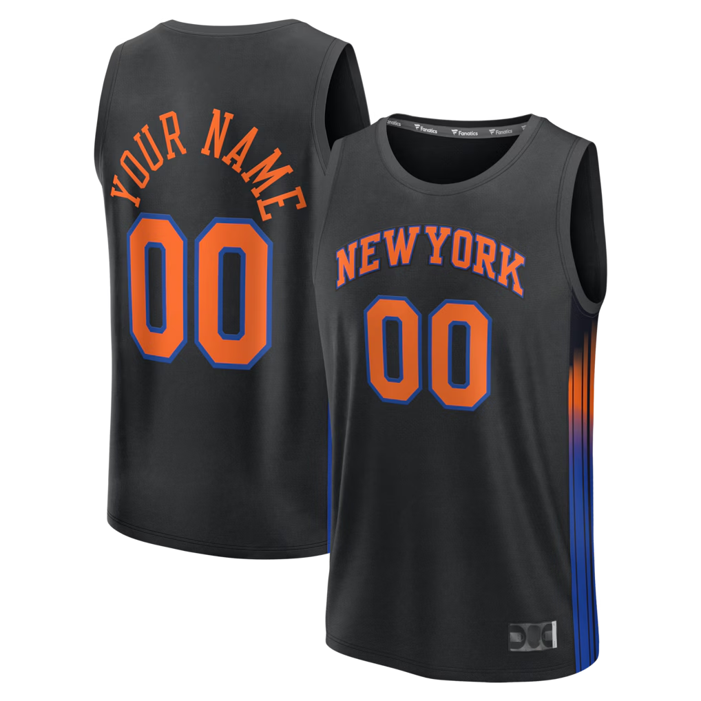 harde Custom NY.Knicks  Black Fast Break Jerseys - Icon Edition