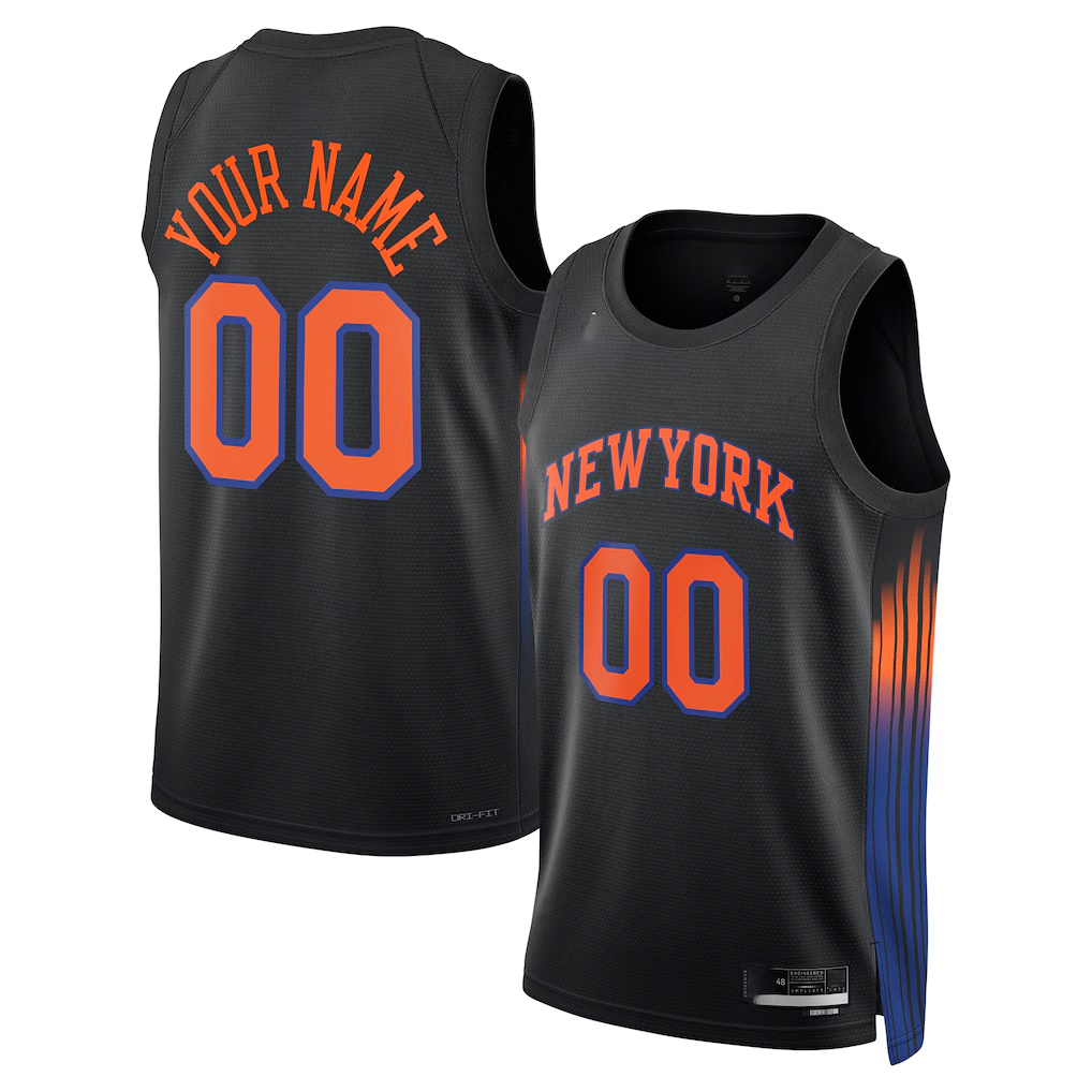 harde Custom NY.Knicks Black Swingman Jerseys - Statement Edition