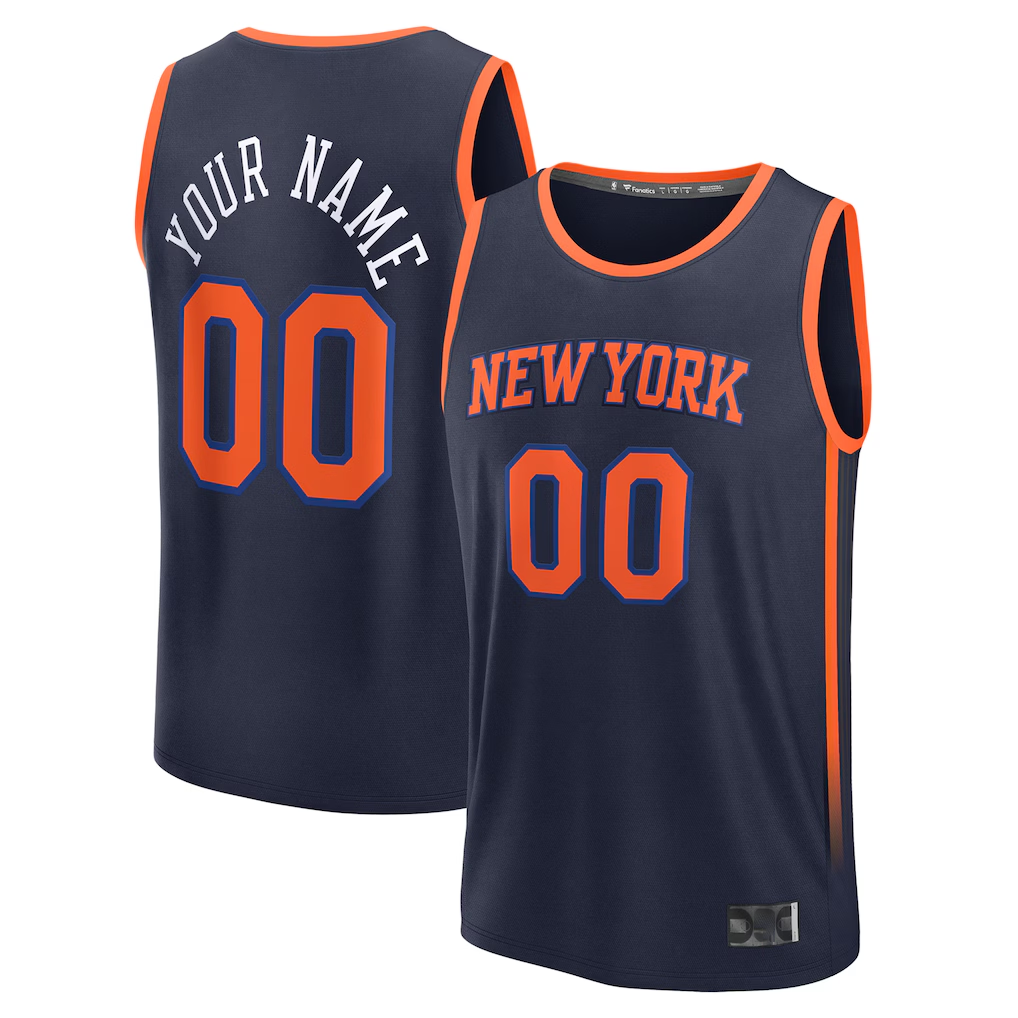 harde Custom NY.Knicks  Navy Fast Break Jerseys - Statement Edition