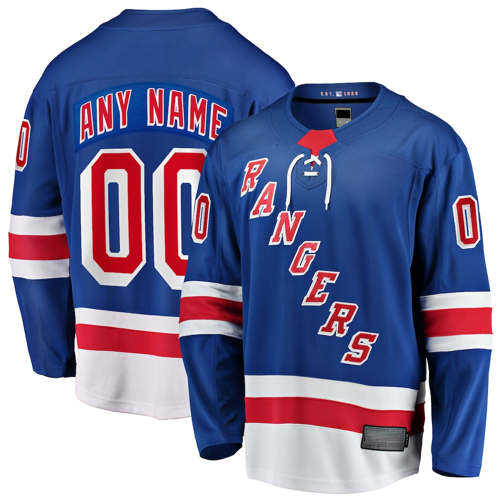 harde Custom NY.Rangers Blue Home Breakaway Jerseys
