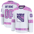 harde Custom NY.Rangers White 2024 Hockey Fights Cancer Practice Jerseys