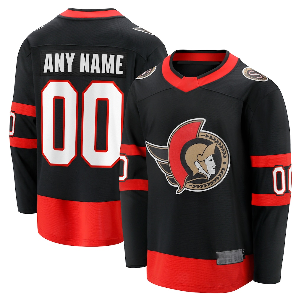 harde Custom O.Senators Black Home Breakaway Jerseys