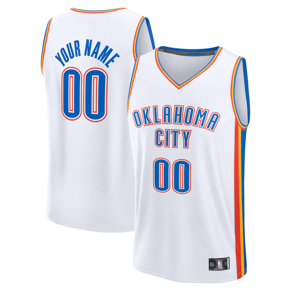 harde Custom OC.Thunder White Fast Break Stitched Jerseys- Association Edition