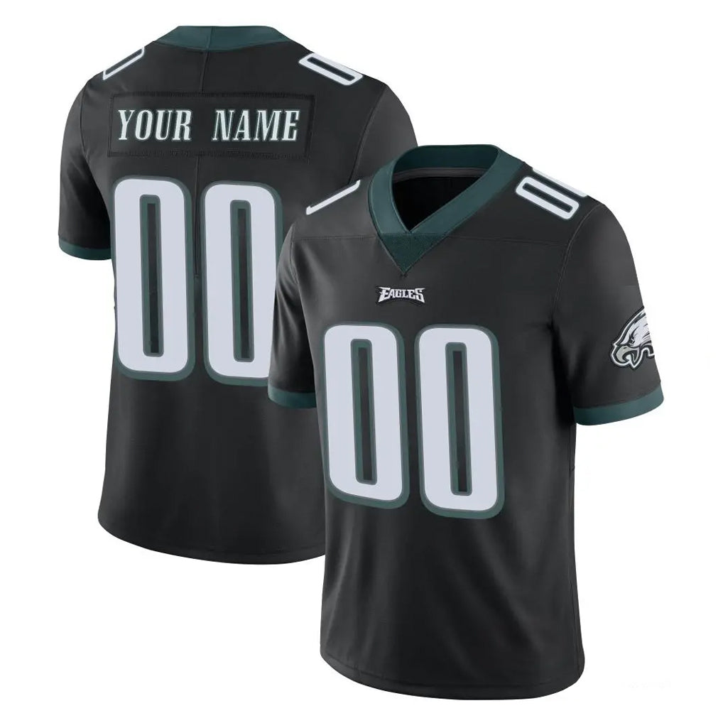 harde Custom P.Eagles Black Limited Vapor Untouchable Home Game Any Name & Numbers Stitched Jerseys