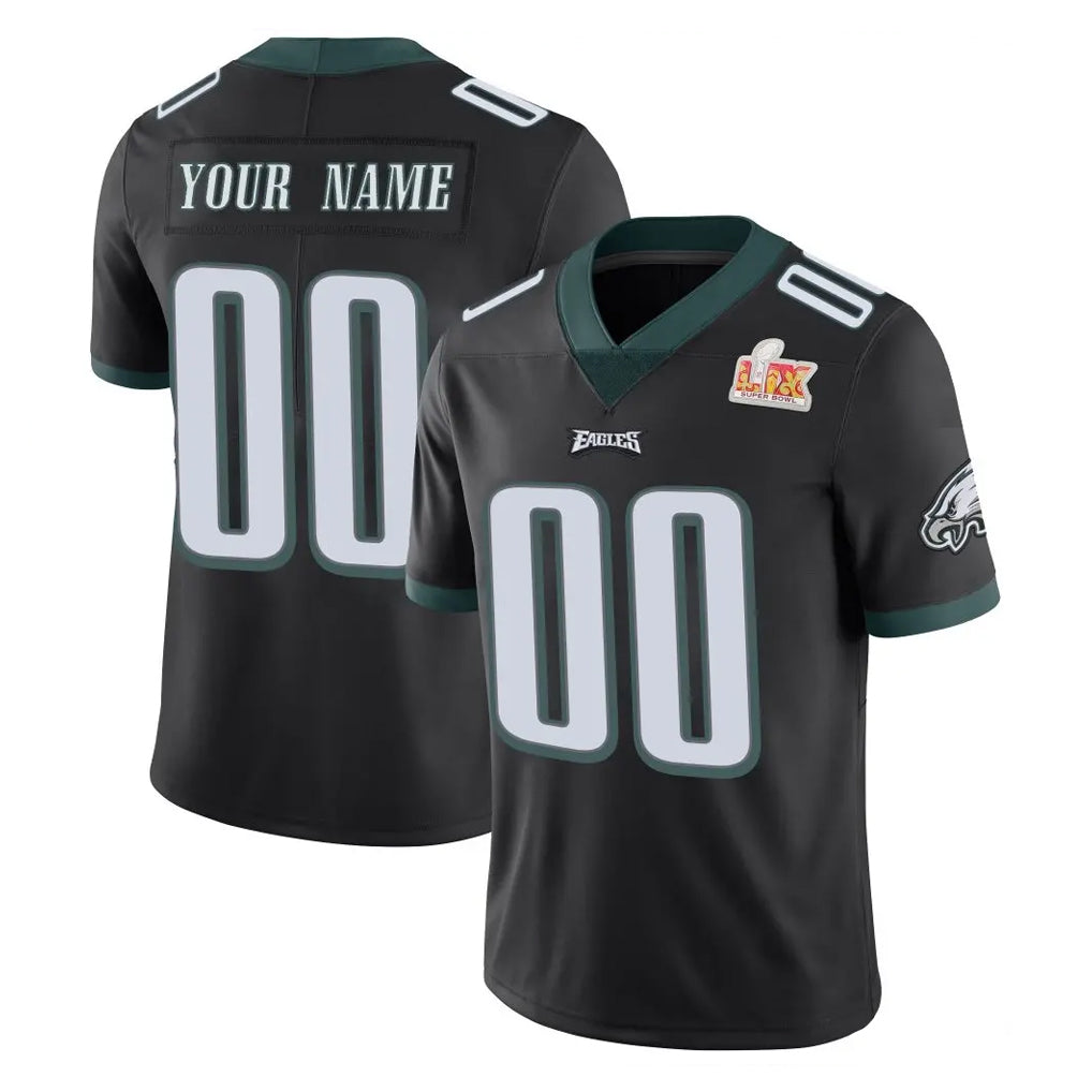 harde Custom P.Eagles Black Limited Vapor Untouchable Super Bowl LIX Home Game Any Name & Numbers Stitched Jerseys