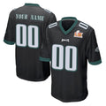 harde Custom P.Eagles Black Super Bowl LIX Home Game Any Name & Numbers Stitched Jerseys