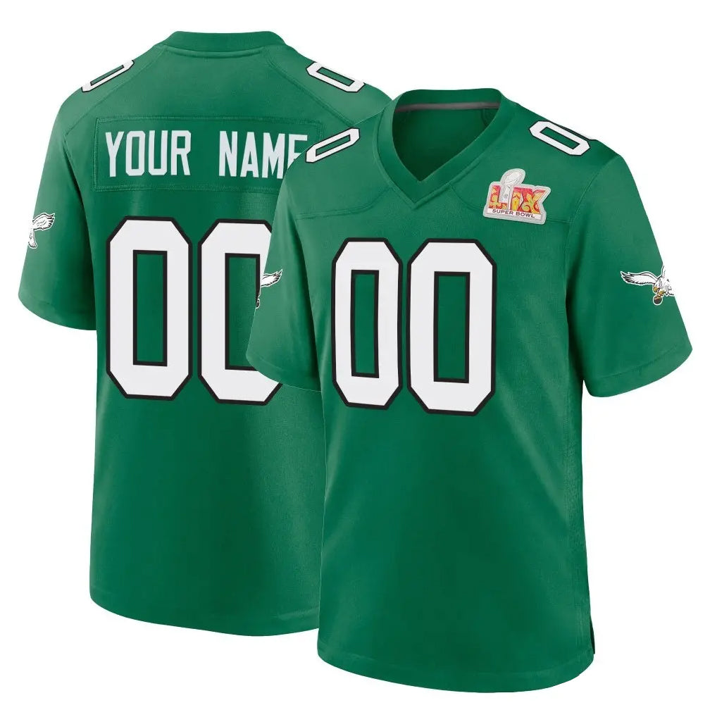 harde Custom P.Eagles Green Kelly Alternate Super Bowl LIX Home Game Any Name & Numbers Stitched Jerseys