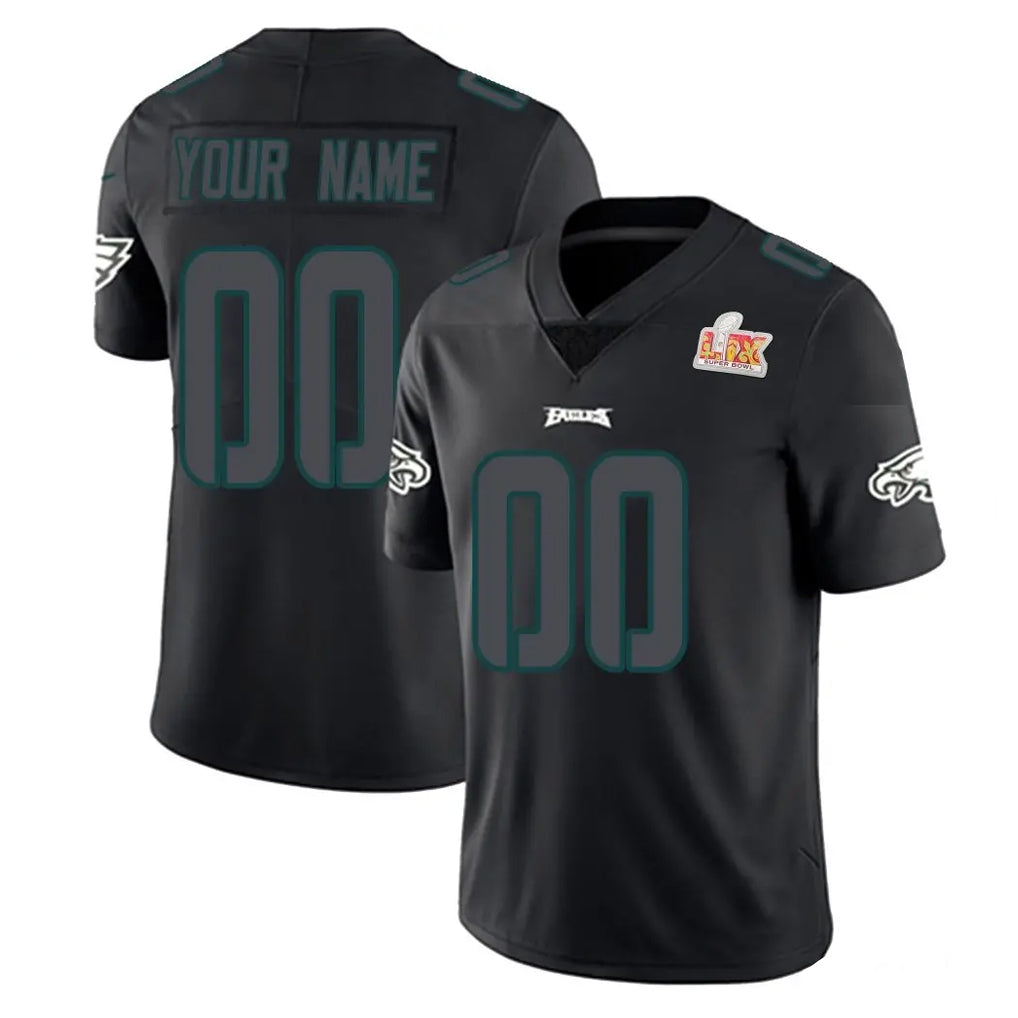 harde Custom P.Eagles Limited Black Impact Super Bowl LIX Home Game Any Name & Numbers Stitched Jerseys