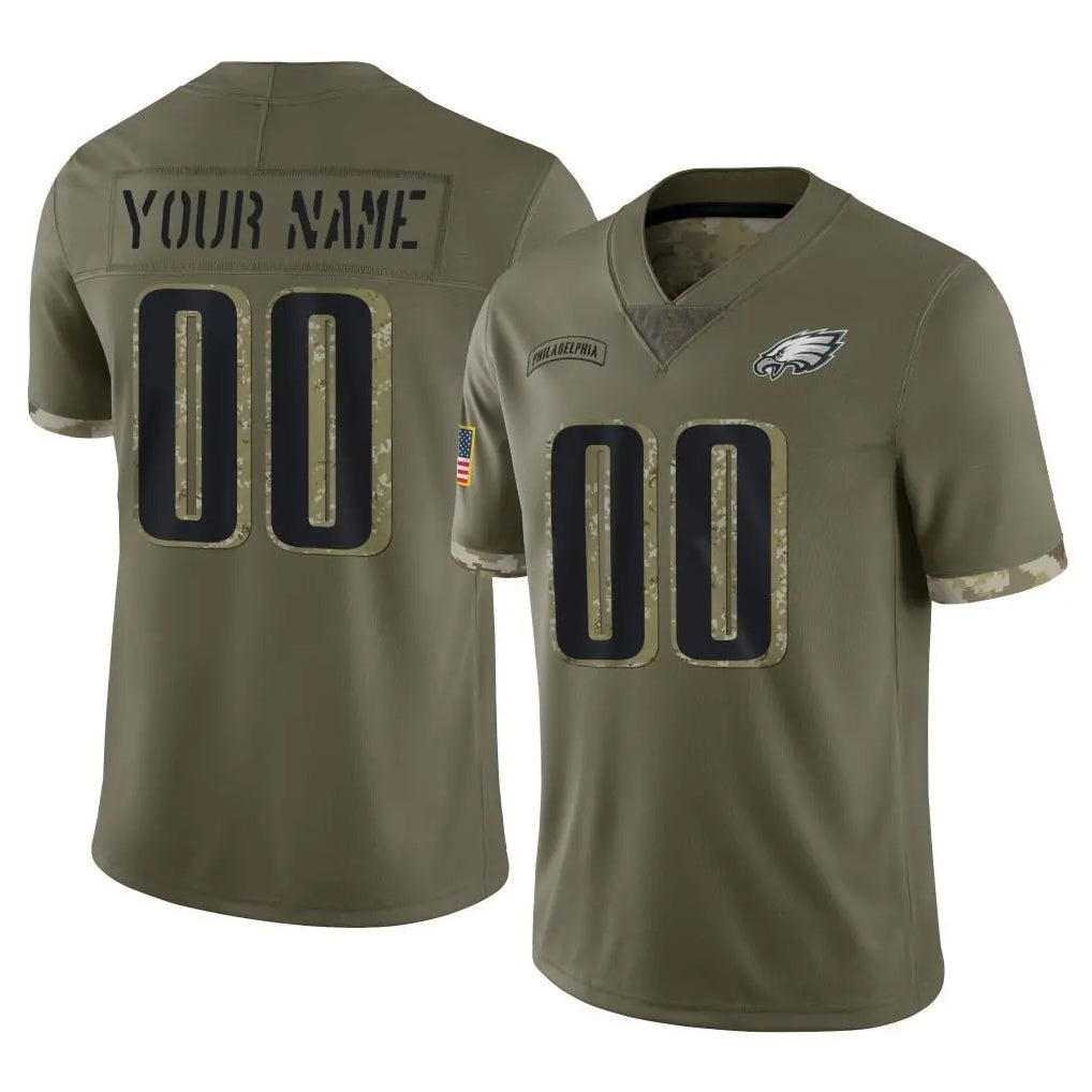 harde Custom P.Eagles Olive Salute To Service Limited Any Name & Numbers Stitched Jerseys