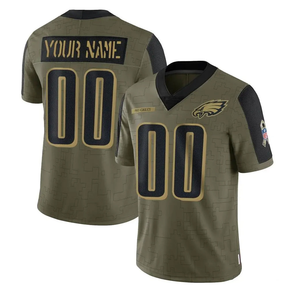 harde Custom P.Eagles Olive Salute To Service Limited Game Any Name & Numbers Stitched Jerseys