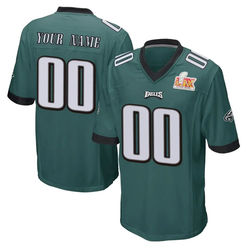 harde Custom P.Eagles Team Color Green Super Bowl LIX Home Game Any Name & Numbers Stitched Jerseys