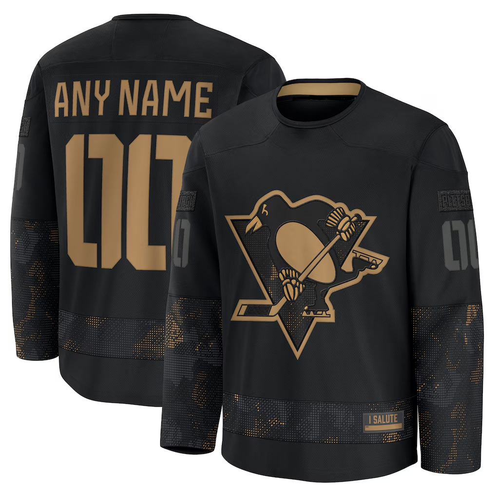 harde Custom P.Penguins Black 2024 Military Appreciation Jerseys