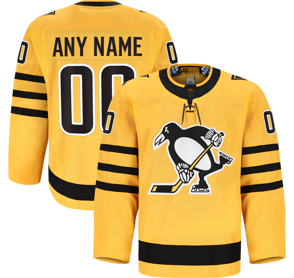 harde Custom P.Penguins Gold Alternate Authentic Pro Jerseys