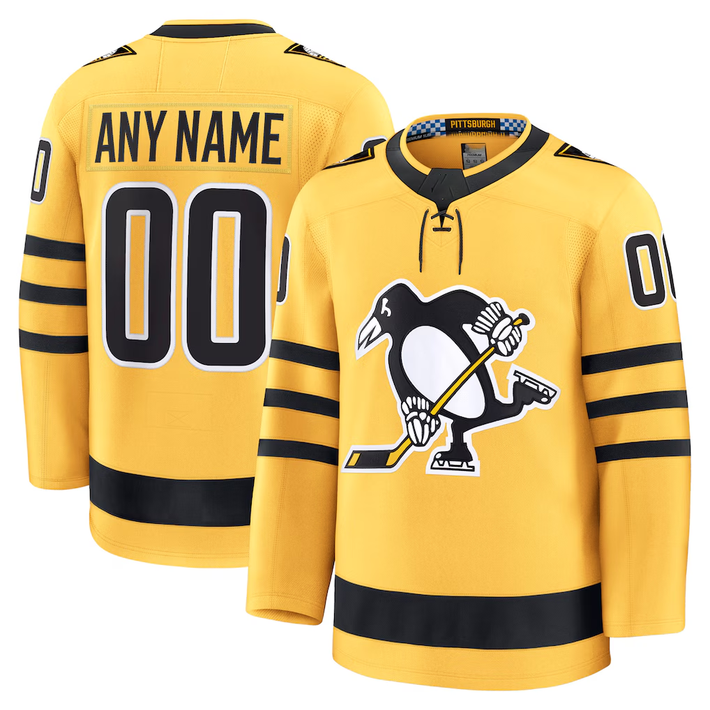 harde Custom P.Penguins Gold Alternate Premium Jerseys