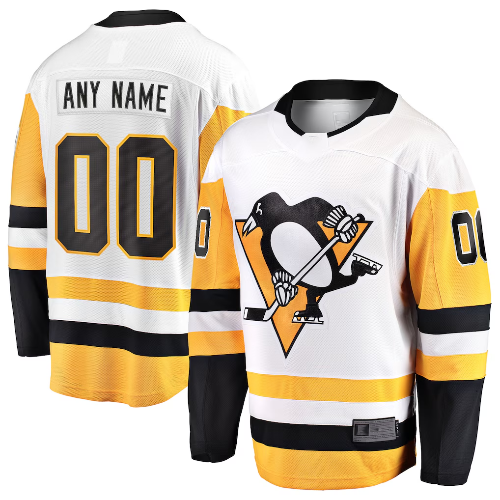 harde Custom P.Penguins White Away Breakaway Jerseys