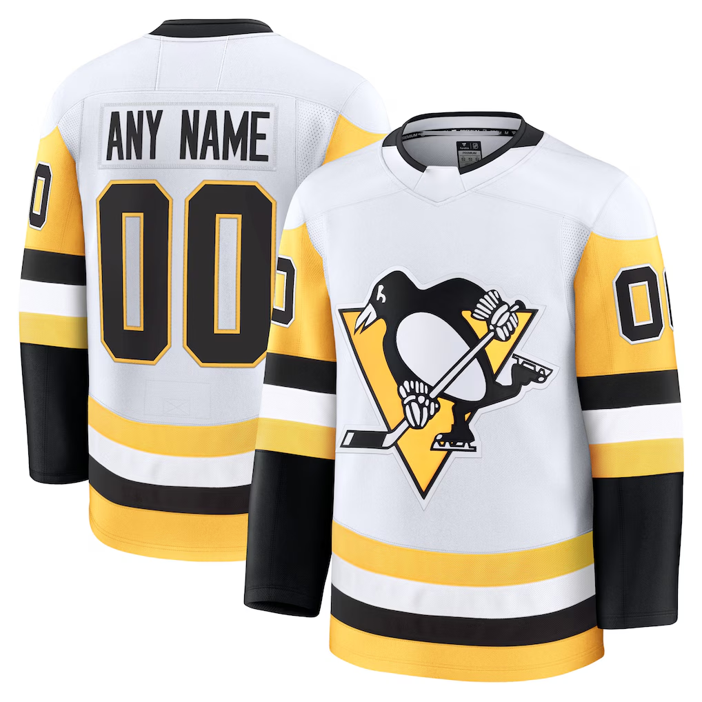 harde Custom P.Penguins White Away Premium Jerseys