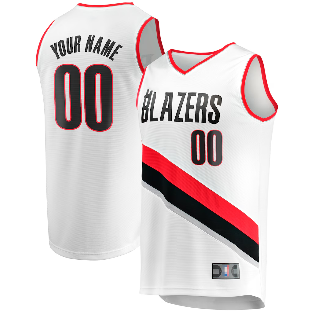 harde Custom PT.Blazers Fanatics White Fast Break Replica Jerseys - Association Edition