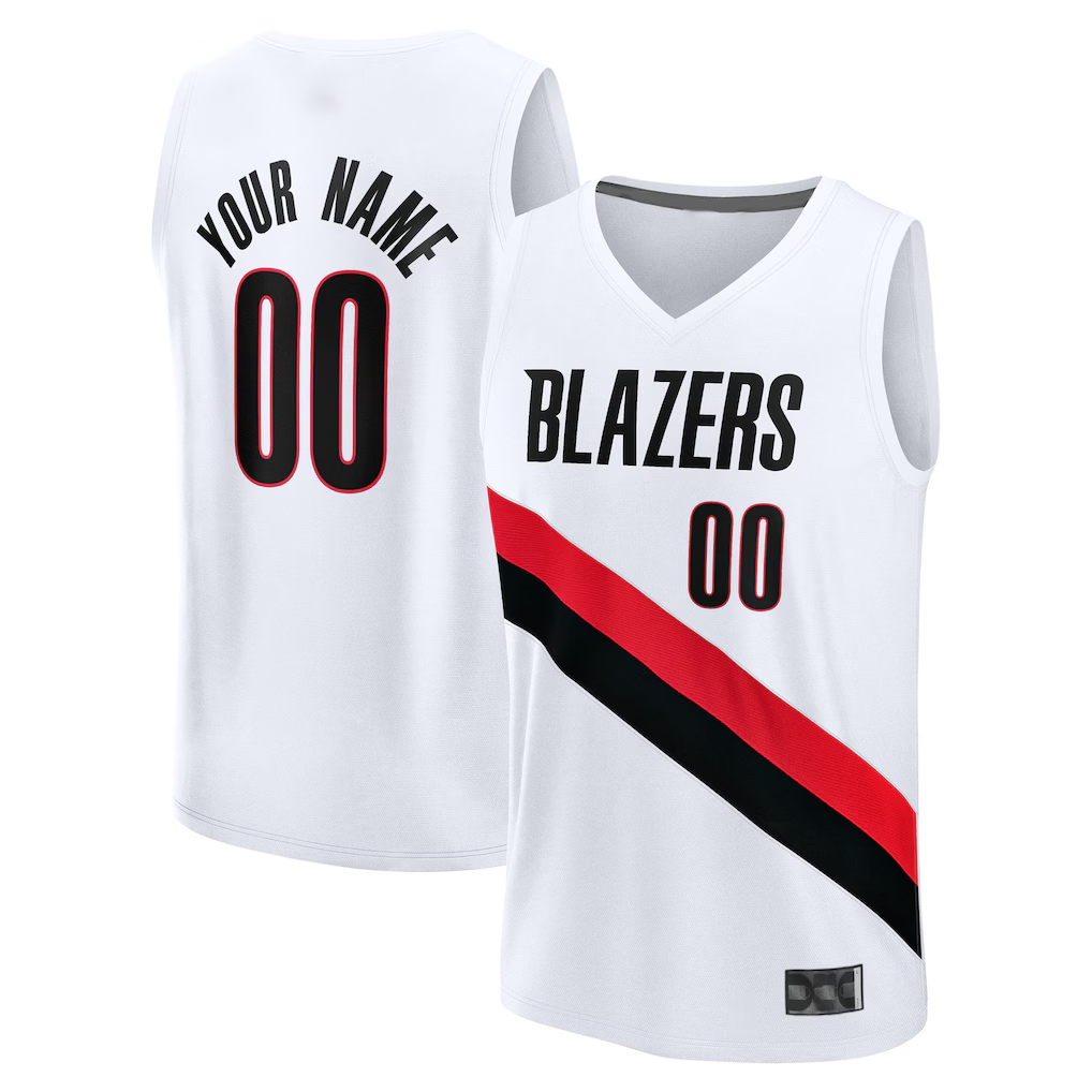 harde Custom PT.Blazers Fanatics White Fast Break Replica Jerseys - Association Edition