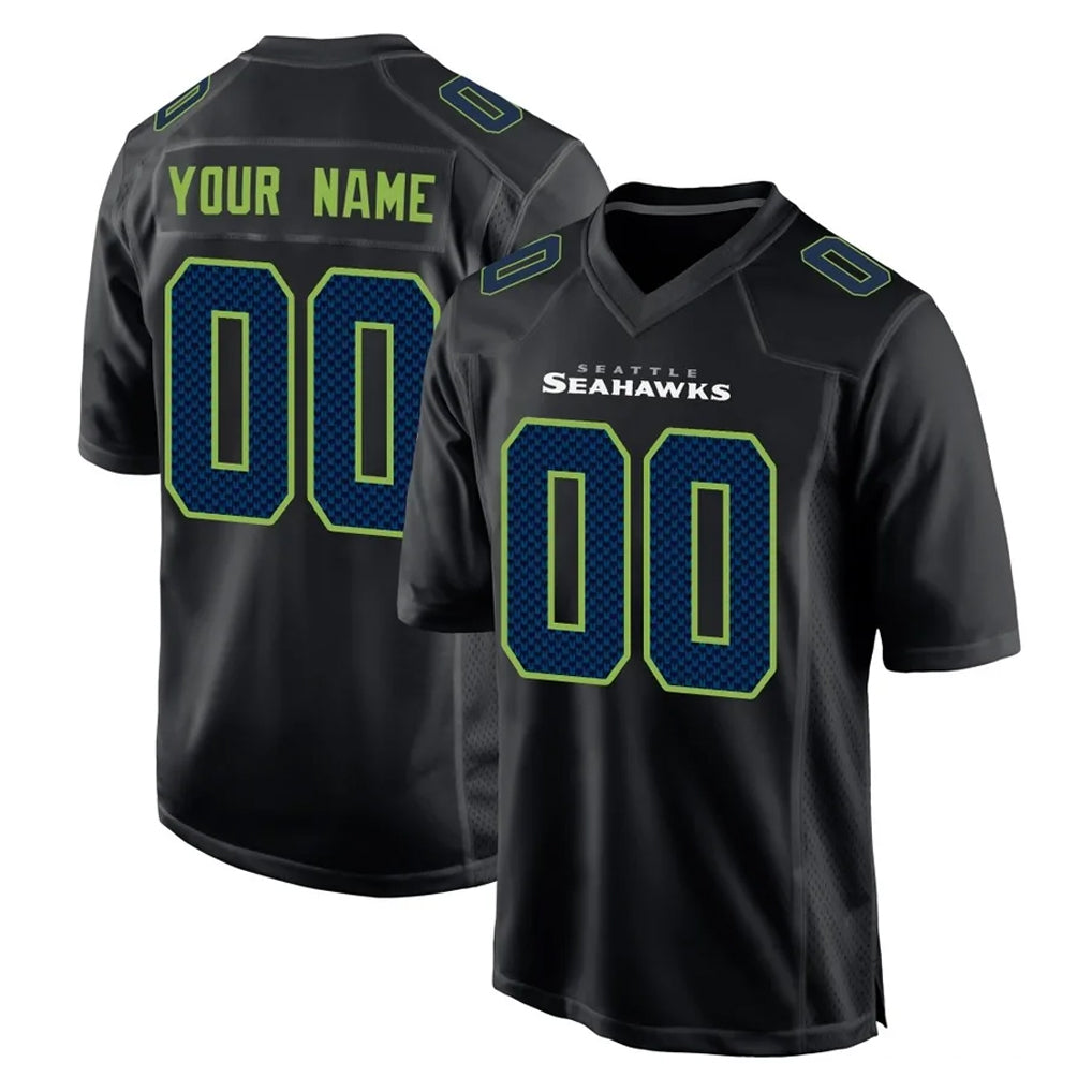 harde Custom S.Seahawks Black Limited Fashion Home Game Any Name & Numbers Stitched Jerseys