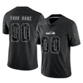 harde Custom S.Seahawks Black Limited Reflective Home Game Any Name & Numbers Stitched Jerseys