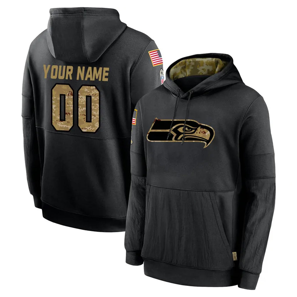 harde Custom S.Seahawks Black Salute to Service Hoodies Limited Game Any Name & Numbers Stitched Jerseys