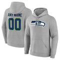 harde Custom S.Seahawks Gray LOGO Pullover Hoodies Game Any Name & Numbers Stitched Jerseys