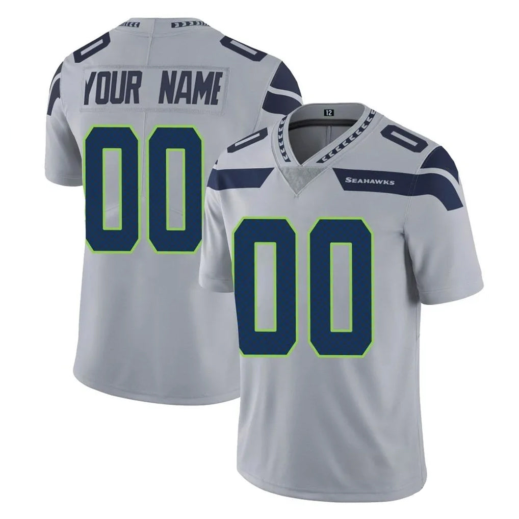 harde Custom S.Seahawks Gray Limited Vapor Untouchable Home Game Any Name & Numbers Stitched Jerseys