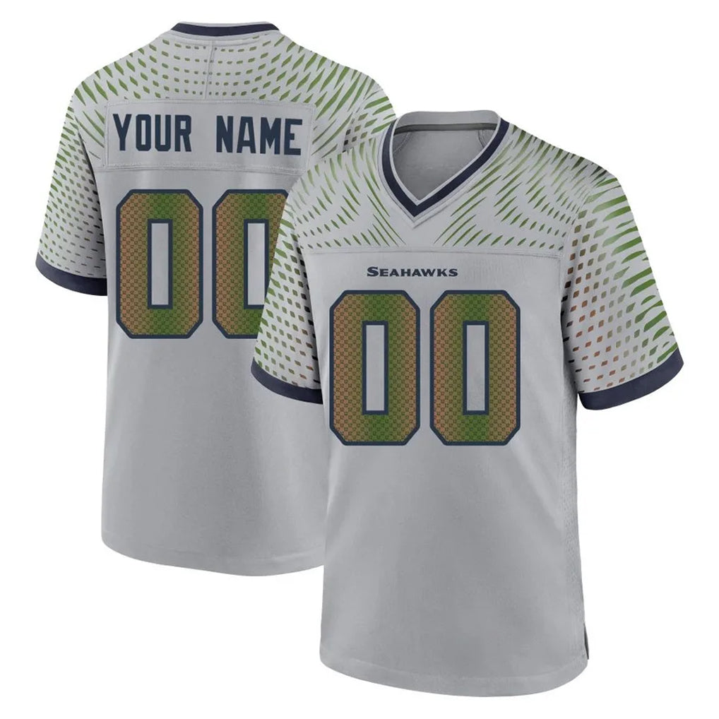 harde Custom S.Seahawks Grey 2025 Rivalries Collection Home Game Any Name & Numbers Stitched Jerseys